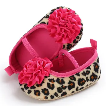 

Cute Flower Newborn Baby Leopard Shoes Soft Girls First Walker Toddler Shoes