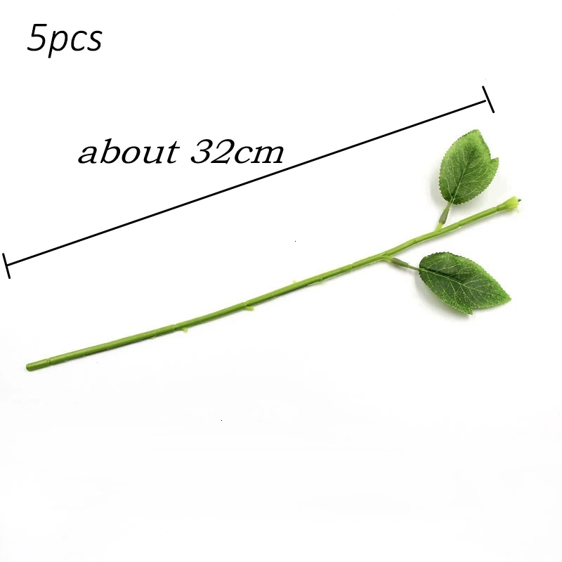 Flower Stem 32cm 5 шт. искусственный Шелковый цветок розы голова DIY цветок стены Скрапбукинг Подарочная коробка ремесло украшения Свадебные семейные вечерние украшения - Цвет: Flower Stem 32cm