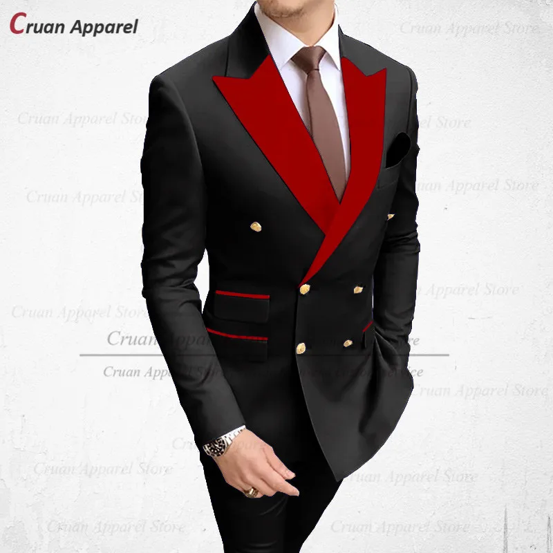 2022 Stijlvolle Bruiloft Mannen Witte Pakken Set Slim Fit Bruidsjonkers Bruidegom Smoking Tailored Plus Size Rode Fluwelen Revers Blazer Broek 2Pcs