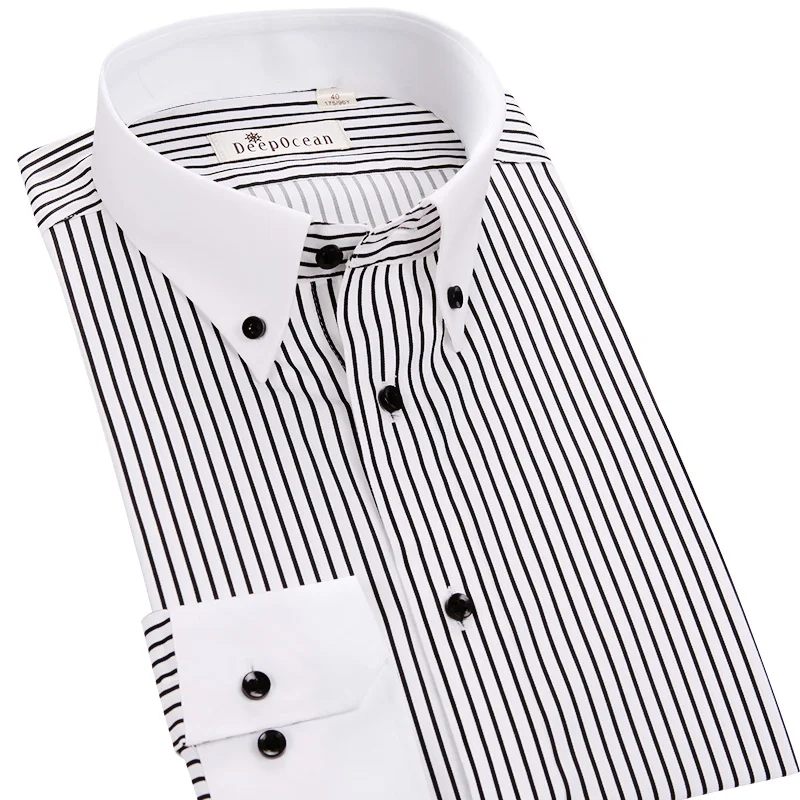 Deepocean Men Long Sleeve Shirt Striped Long Sleeve Business Fashion Slim Formal Occasion Shirt Men's Multi Size Shirt 95511