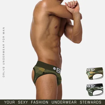 

2020 Sexy Gay Underwear Men Briefs Camouflage Cotton Male Panties Bikini G-Strings Thongs Gay Underpants Man Underpants Lingerie