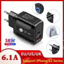 Vikefon 36w carregador rápido usb carga rápida 3.0 tipo c pd carregamento rápido para o iphone 12 11 carregador usb com qc 4.0 3.0 carregador de telefone