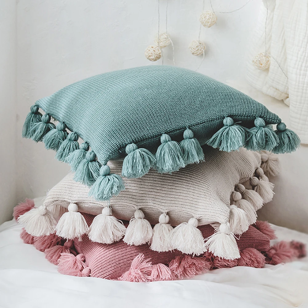 

Home Soft Knitted Hoop Pillowcase Lantern Ball Pillowcase