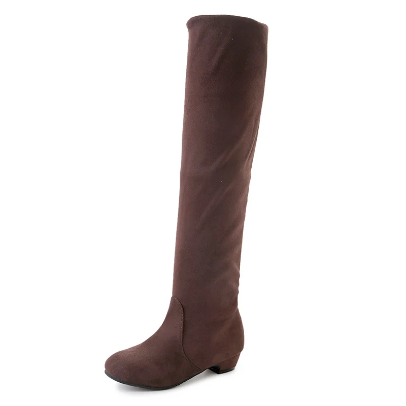HOT New Arrival Women Boots Square Block Heel Fur Platform Winter Knee High Boots Women Foldable Elastic Boots Dress Boots