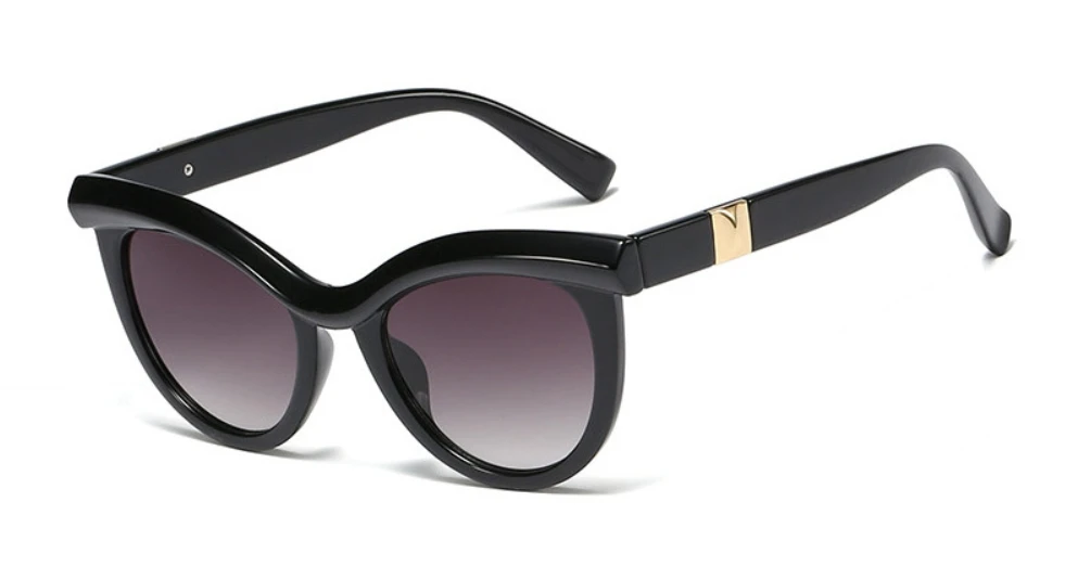 C1 black black 45967 кошачий глаз Круглые Солнцезащитные очки Мужские Женские Модные UV400 очки - Цвет линз: C1 black black