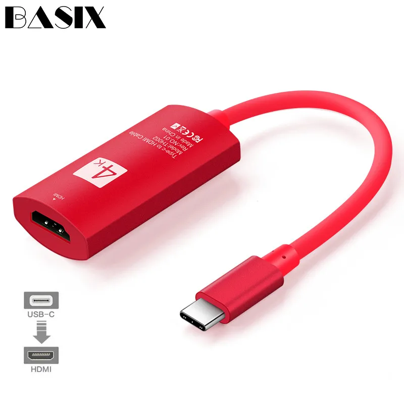 Basix USB C к HDMI кабель type C к HDMI адаптер для MacBook samsung Galaxy S9/S8 Note 9 huawei P20 mate 10 USB-C HDMI кабель 4K