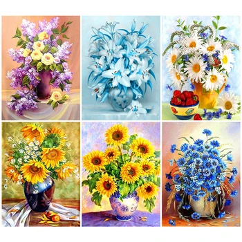 

HUACAN Full Drill Square Diamond Painting Cross Stitch Flowers New Arrival Diamond Embroidery Home Decoration Diamond Art