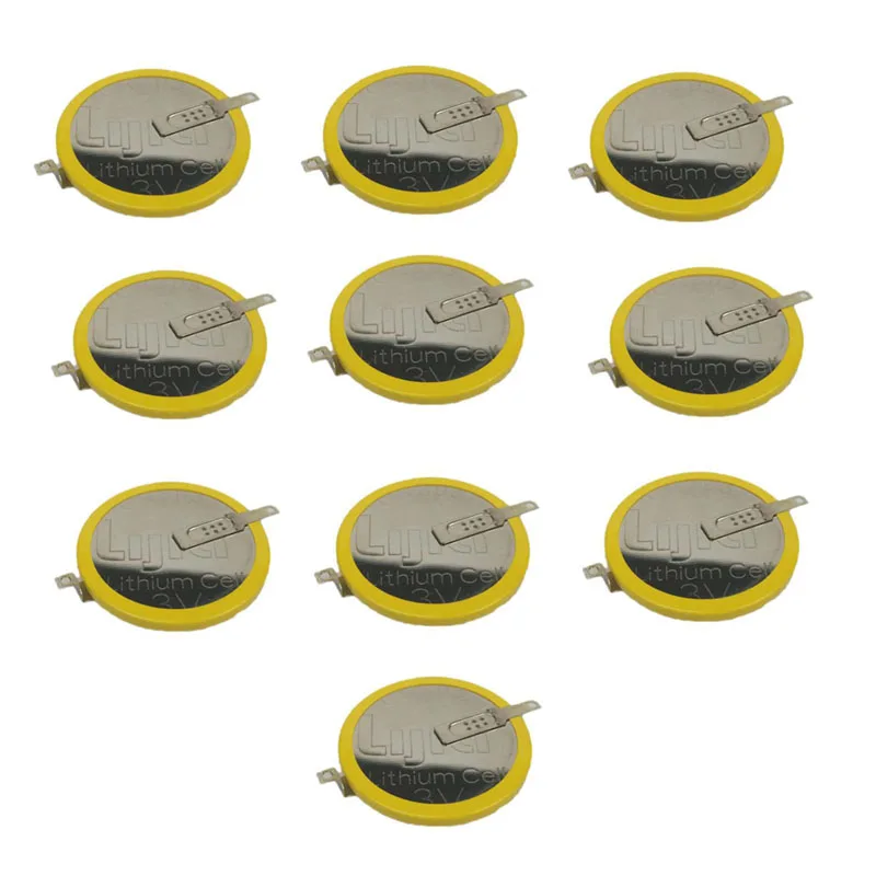 

Lot 10pcs CR3032 CR 3032 3V 600mAh Lithium Button Coin Cell Battery with Welding Foot Pins for Watches, Car Remotes etc