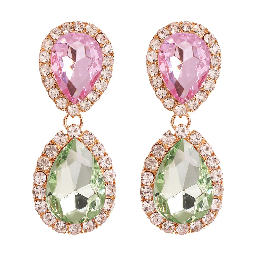 

KMVEXO Bohemian Multi-Color Crystal Dangle Earrings For Women Water Drop Rhinestone Earring Female Brincos Party Wedding Jewelry