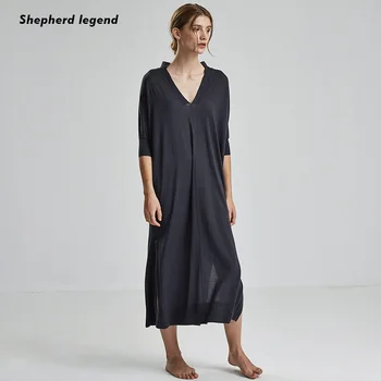 

Shepherd Legend New Summer Women Clothes Pure Wool Femme Sexy V-Neck Fashion Popular New Cropped Sweaters Girl Sweater Dress