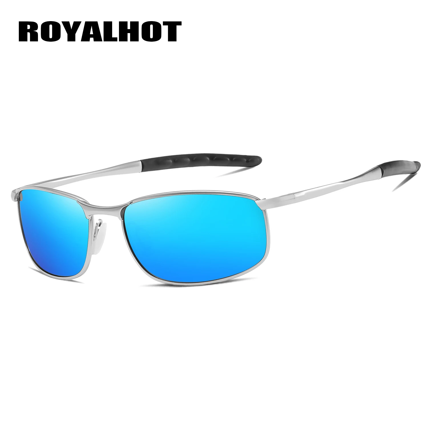 RoyalHot, мужские, женские, поляризационные, сплав, крутые, Прямоугольная оправа, солнцезащитные очки, для вождения, солнцезащитные очки, оттенки, Oculos masculino, мужские, 900p71 - Цвет линз: Silver Ice blue