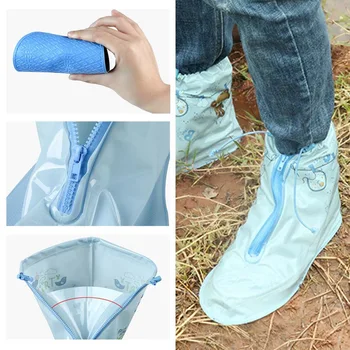 

1pair Children Waterproof Protector Protective Shoes Cover High Top Cartoon Shoe Covers Rainy Day Kids Reusable Boot Overshoes