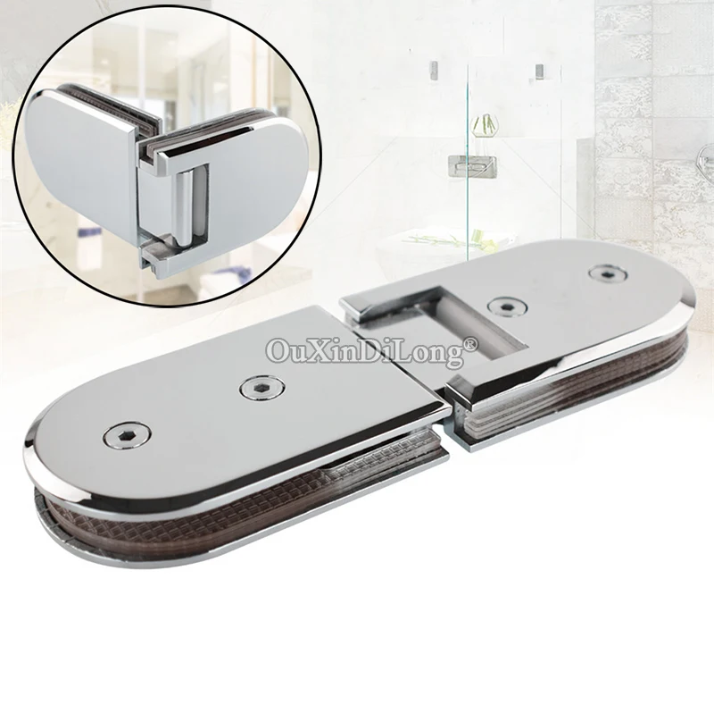 DHL Shipping 2PCS 304 Stainless Steel Frameless Shower Glass Door Hinges 180 Degree Glass to Glass Fixed Clamps Holder Brackets