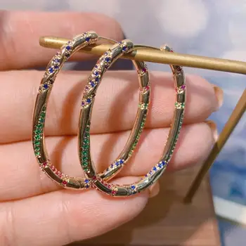 

Luxury Cubic Zircon mix Round shape Hoop Earrings for Women Wedding Crystal CZ Party Jewellery fashion earring E