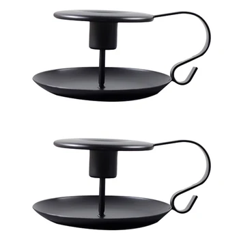 

2pcs Ornament Craft Iron Portable Romantic Retro Party Halloween Candle Holder Christmas Bar Wedding Decoration Dining Room Home