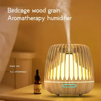 

500ML Aroma Diffuser Ultrasonic Humidifier Wood Grain Colorful LED Hollow Humidifier