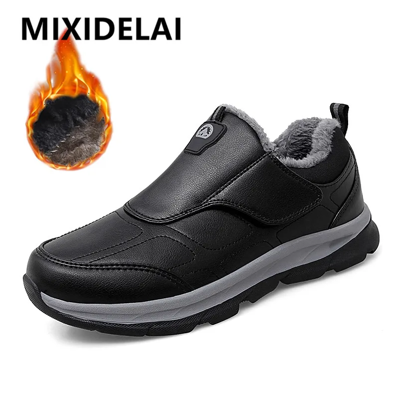 

Classic Winter Leather Men's Boots Plush Warm Men's Snow Boots Waterproof Roman Men Work Boots New Large Size Outdoor Warm Boots