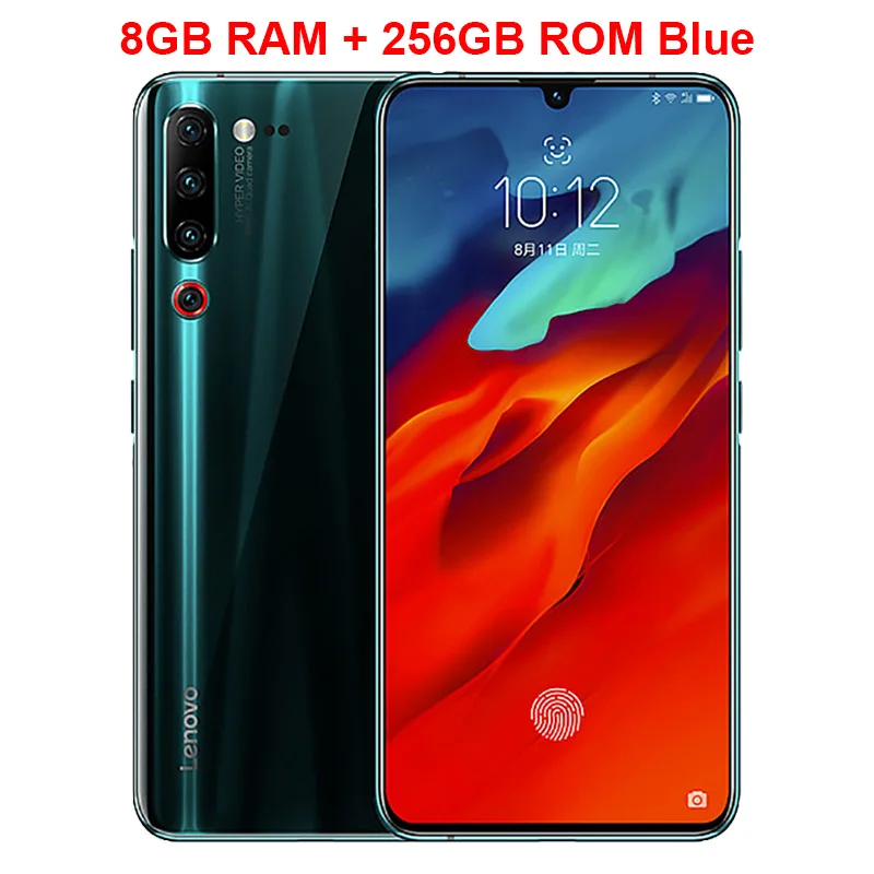 Blue 8GB 256GB Мобильный телефон lenovo Z6 Pro, 6,39 дюймов, 6 ГБ ОЗУ, 128 Гб ПЗУ, Восьмиядерный процессор Snapdragon 855, задняя камера 48 МП, четырехъядерный смартфон - Цвет: Blue 8GB 256GB