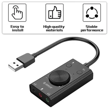

ORICO Portable USB External Sound Card With 3.5mm Audio Interface Microphone Earphone 4PIN Headset Port Adapter for Windows Mac
