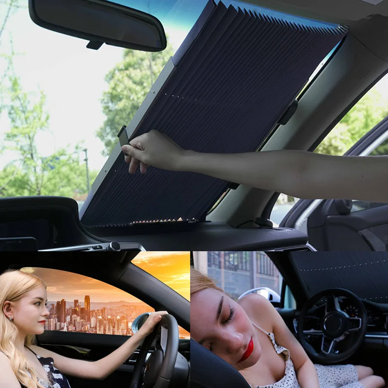 

Wholesale Car Retractable Curtain UV Protection Aluminum Foil Front Windshield Visor Shade V6