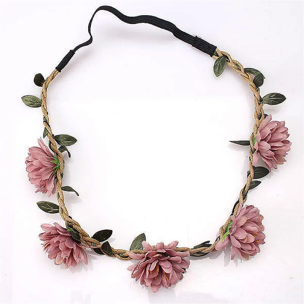 

Women Wedding Flower Headband Girls Boho Flowers Headwear Children Headbands Hair Accessories Bride Wreath Beach Garland