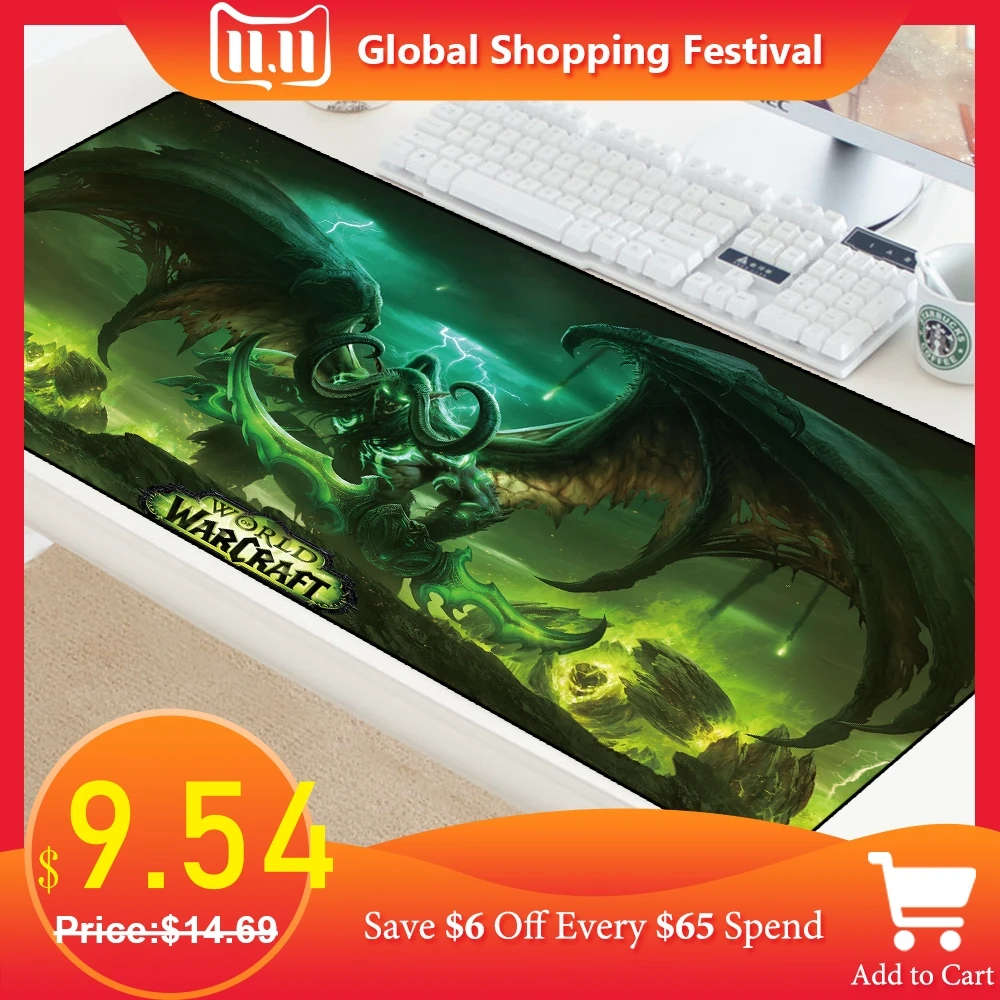 

XL World of Warcraft Gaming Mouse Pad Large Customized Laptop Gamer Mousepad Speed Rubber Desktop Notebook Mat 70x40cm for LOL