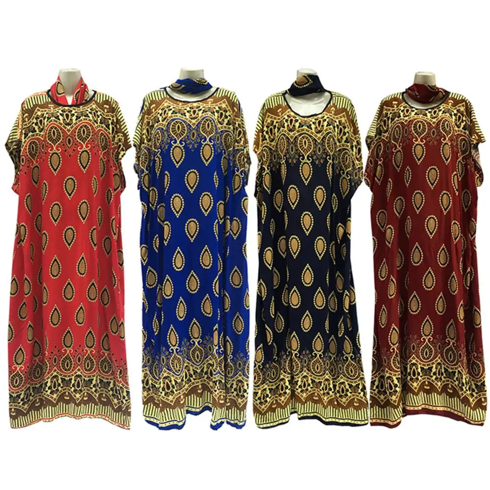 Смешанные 4 цвета униформа размер 140 см длина Новая мода с цветочным принтом большой абайя Женская Одежда Мусульманский искусственный шелк хлопок молитвенный Халат