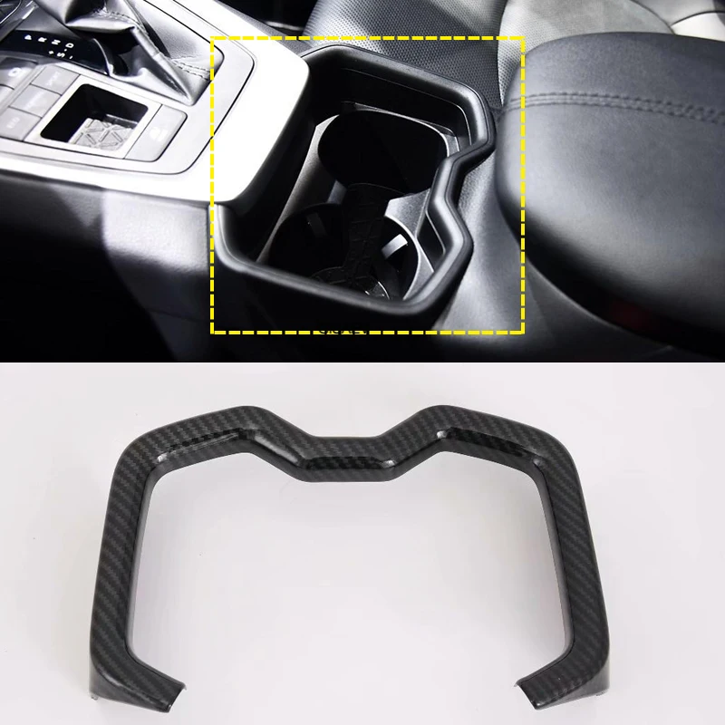 

For Toyota RAV4 RAV 4 2019 2020 ABS carbon fiber style front drain cup holder protection decorative sticker car accessories