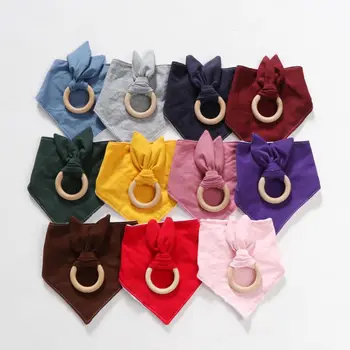 

2 Pcs/Set Pacifier Clips Chain Cotton Baby Bibs Teether Beech Wooden Ring Saliva Towel Pacifier Chain Bunny Ear For Kids Product