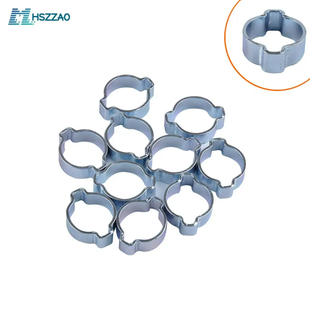 

10 Pcs of galvanized binaural clamps, fuel pipe hose clamps For auto parts industryliq,uid pipe joints, machinery etc.