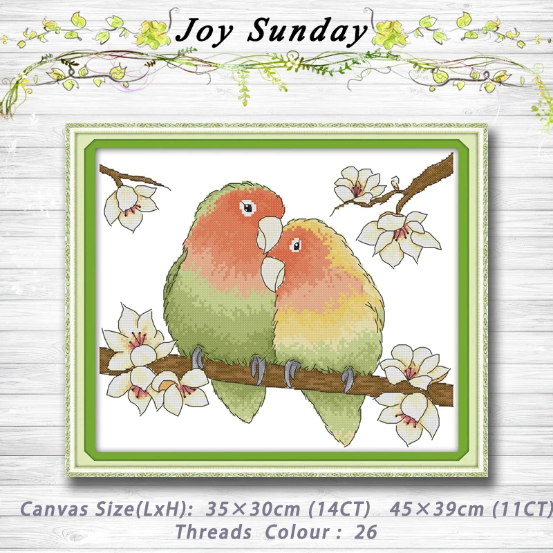 

A pair of loving parrots Birds painting 14CT 11CT counted cross stitch kits embroidery set Needlework Set chinese cross stitch