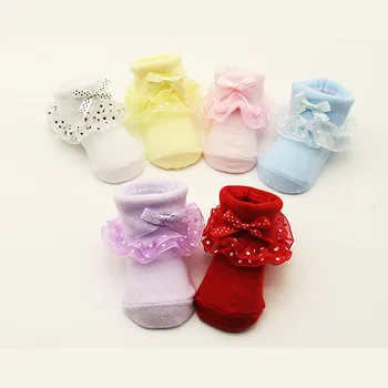 

1PC Infant Newborn Baby Girls Sock Toddler Princess Bowknot Short Socks Dot Printing Lace Ruffles Sock Ankle Socks
