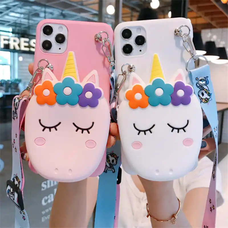 

Cute 3D Cartoon Coin Wallet Silicon Phone Case For OPPO A9 A5 2020 A91 A52 A92S Reno 2Z 3 4 Pro Realme XT X2 C2 5 Pro Find X2