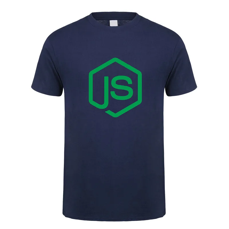 Navy Midnite Star NodeJS футболки летние с коротким рукавом Хлопок NodeJS JavaScript футболка программиста мужские футболки - Color: Navy