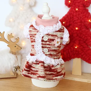 

Fake Two Pcs Dresses for Dogs 2020 Newest Fake Two-Piece Girl Dog Clothes Red Color Pet Skirt for Autumn and Winter Pug Dress