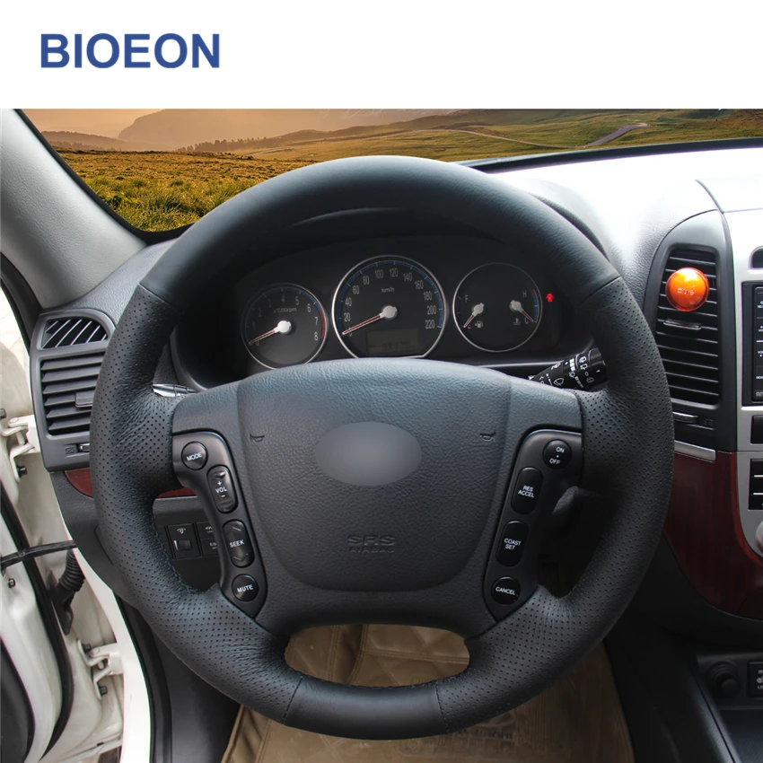 Черный PU искусственная кожа Чехлы рулевого колеса автомобиля для hyundai Santa Fe 2007 2008 2009 2010 2011 2012