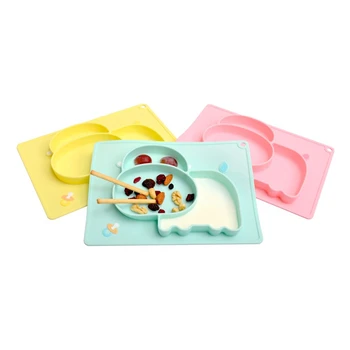 

Baby Dishes Cute Silicone Placemat Partition Plate non-slip Feeding Board For Children A Variety Of Colors To Choose For Kids