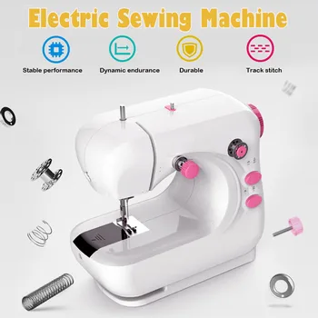 

Mini Electriy Sewing Machine Portable Household Sewing Machine Beginner Speed Adjustment With Light Handheld H5