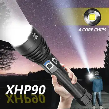 

Brightest XHP90 XHP70.2 Rechargeable LED Flashlight Super Powerful Torch Waterproof Zoom Hunting Light Use 18650 or 26650 Battey