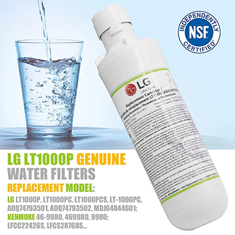 LG LT1000P smart refrigerator water filter, ADQ747935 replacement water