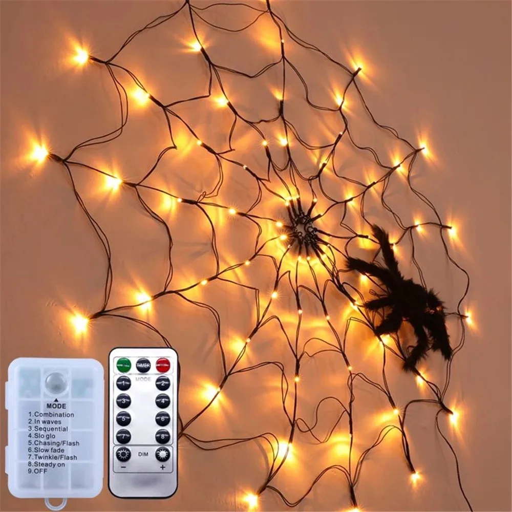 

70 Leds Halloween Spider String Light USB/Battery Operated Web Light Scary Holiday Decoration for Party,Garden