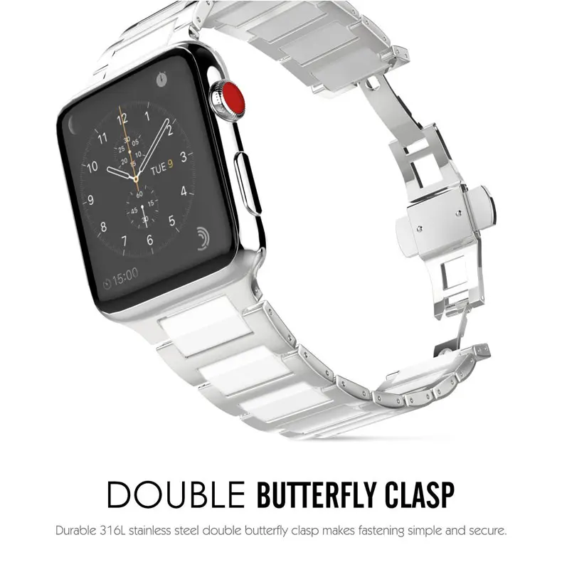 Ремешок из нержавеющей стали для Apple watch band 42 мм 38 мм iWatch band 44 мм 40 мм керамический браслет для часов звено Браслет Apple watch 4 3 2 1