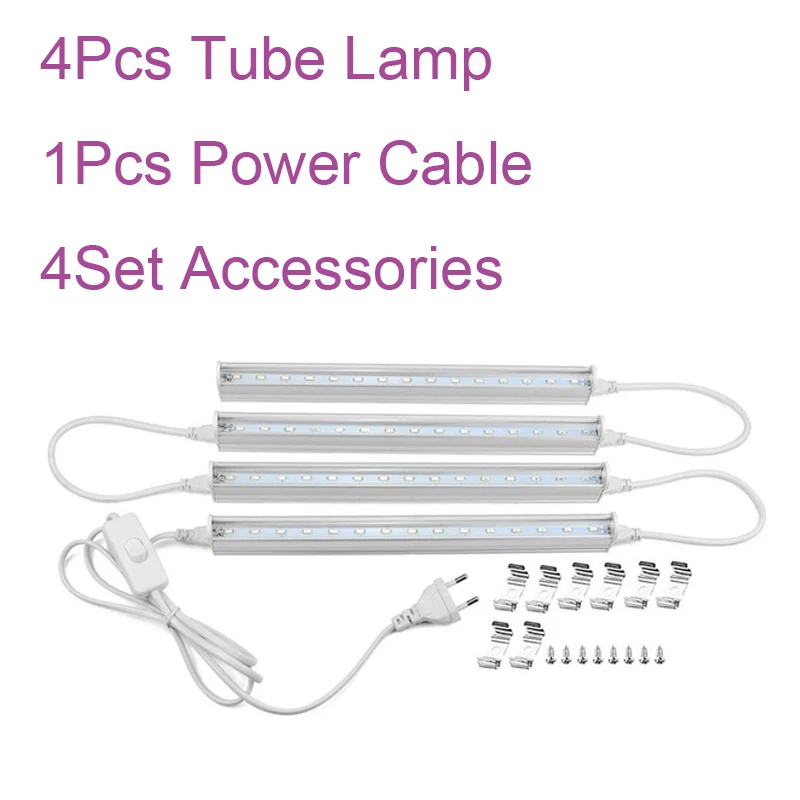 4pcs 2835 Светодиодный светильник Fitolamp с жесткой полоской, светодиодный светильник для выращивания растений, T5 трубка для аквариума, теплицы, гидропоники, Growbox, Фито, Комнатные растения - Испускаемый цвет: 4pcs 2835