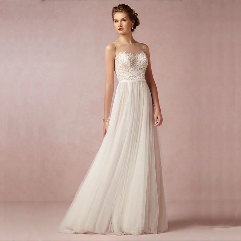 Манса Vestido De Novia модное кружевное пляжное свадебное платье сексуальное С Открытой Спиной Длинное Тюлевое свадебное платье винтажные Свадебные платья