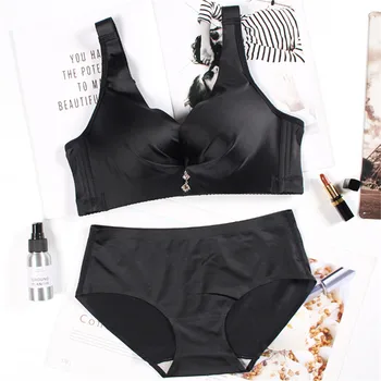 

0.2 cm thin bra cup push up bra XL + comfortable seamless women's underpants no rim sexy underwear set