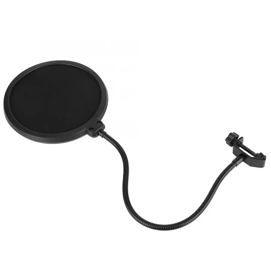 Студийный микрофон Ветрозащитная маска Gooseneck Shield PopFilter черный двойной слой