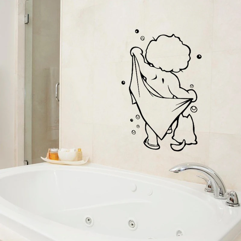 Stickers Bathroom Glass Door Shower Decal Wall Waterproof Removable Decor Baby