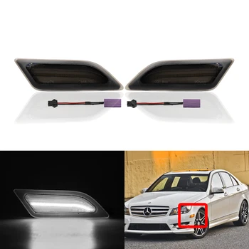 

Smoked White Led Side Marker Lights For Benz 2012-2014 W204 C-Class C250 C300 C350 C63 AMG