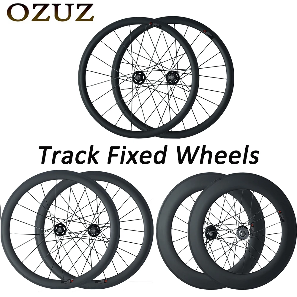 

OZUZ Track Fixed Gear A165S/166SBT Hubs 38 50 88mm Deep 23mm Wide Clincher Tubular Track wheelset Single Speed Carbon Bike Wheel