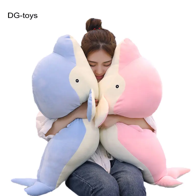Super Soft blue dolphin Plush Pillow Stuffed Sea World Animals Pink dolphin Hug Message Pillow Cute Sleeping leg pillow Cushion